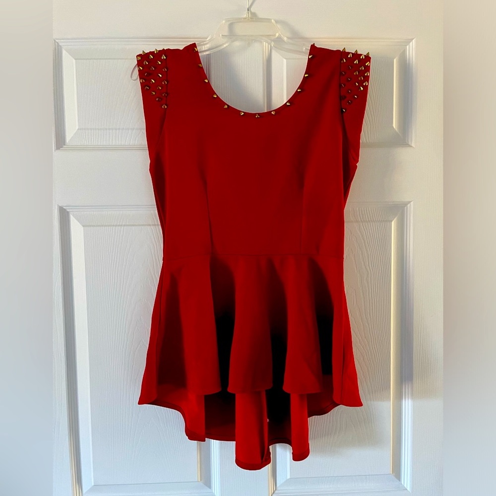 Izabel London long shirt.  Color red size medium